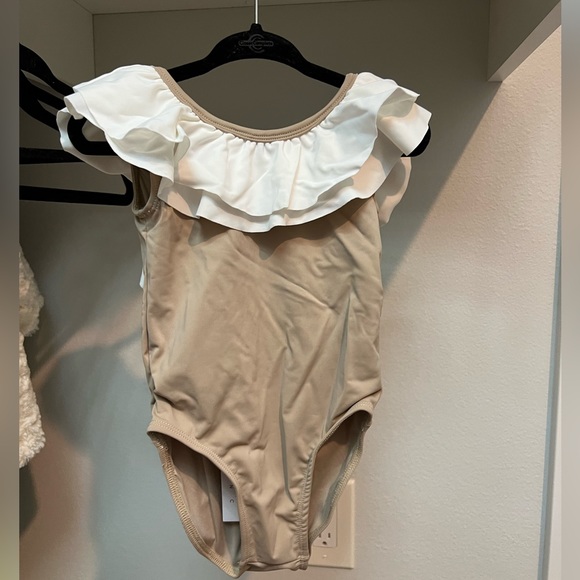 NWT Coco Blanc Taupe / Cream Girls Swim Suit 2T - Picture 2 of 6